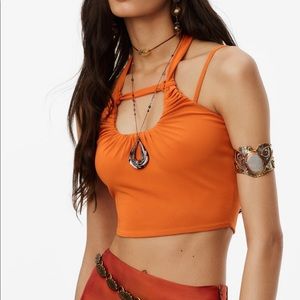 ZARA ruched top orange limited edition